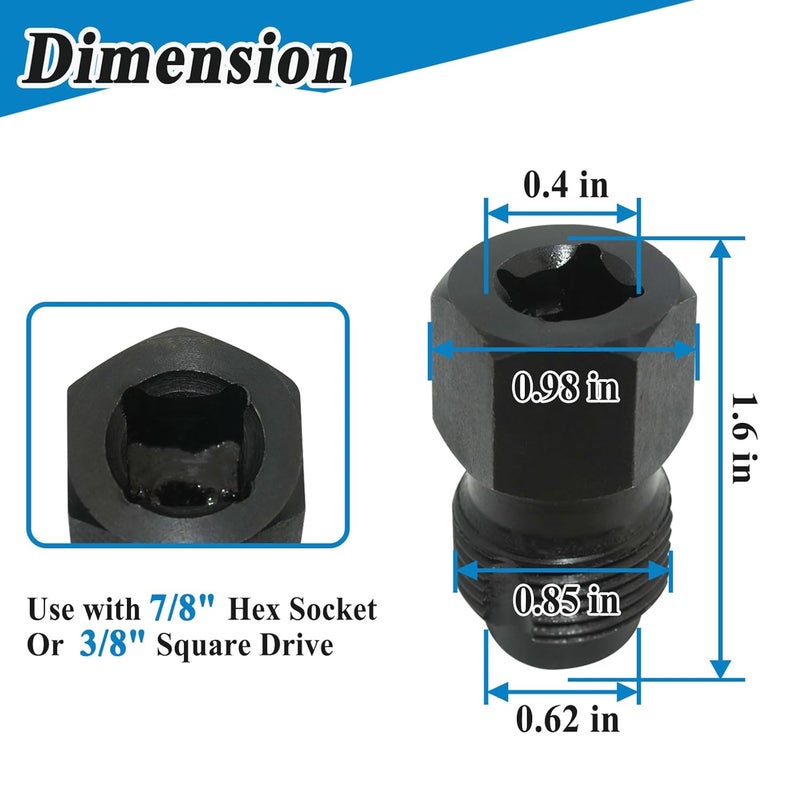 Gugaguga 2 قطع 12180 أداة تنظيف خيوط حساس السخام M22x1.5، لتنظيف الخيوط التالفة، تستخدم مع رأس سداسي 7/8'' أو محرك مربع 3/8'' - Image 2